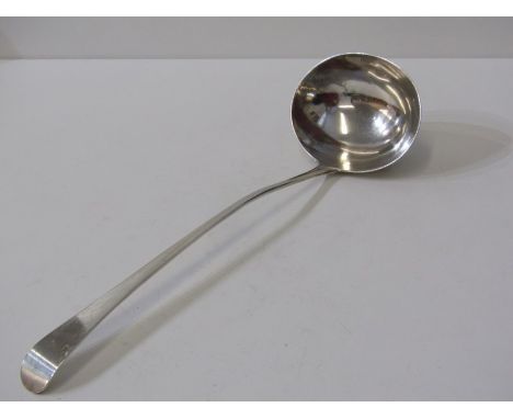 GEORGIAN SILVER LADLE, a plain Georgian silver ladle with London hallmarks 1792, 32cm length, 174 grams 