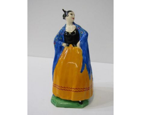 ROYAL WORCESTER FIGURE, "Argentina" pattern no 2936 (variation to colourway), 19cm height  325- hair comb possibly restored o