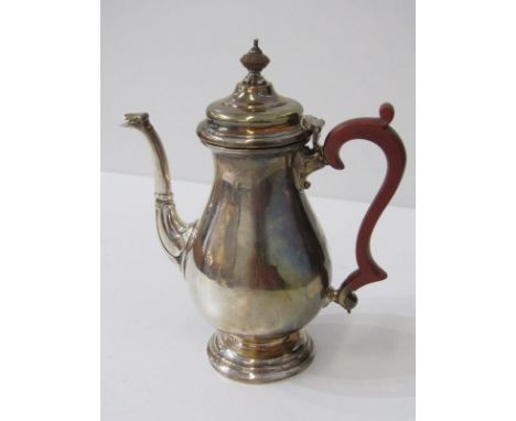 SILVER COFFEE POT, a baluster form silver coffee pot with dragon finial spout on circular base. Birmingham hallmark 1935, 459