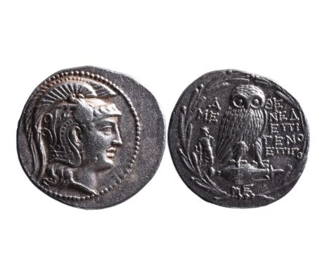 Attica, Athens, New Style coinage, Magistrates Mened-, Epigeno- and Epigo-, ca. 135-134 BC.Head of Athena right, wearing cres