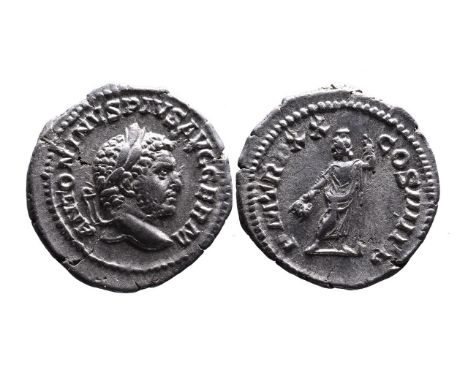 Caracalla AD 198-217, Rome Mint, AD 217.Laureate head of Caracalla right, ANTONINVS PIVS AVG GERM;Serapis in polos standing l
