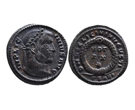 Licinius I 308-324, Thessalonica Mint, ca. AD 320-321.Laureate head of Licinius I right, IMP LICINIVS AVG;VOT_XX within wreat
