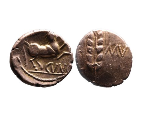 Celtic tribes, Trinovantes and Catuvellauni, Cunobelin, Camulodunum Mint, ca. AD 10-43.Grain ear, CA-MV in fields;Horse jumpi