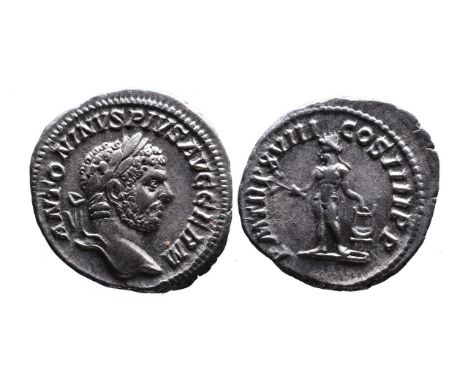 Caracalla AD 198-217, Rome Mint, AD 215.Laureate head of Caracalla right, ANTONINVS PIVS AVG GERM;Apollo standing left wearin