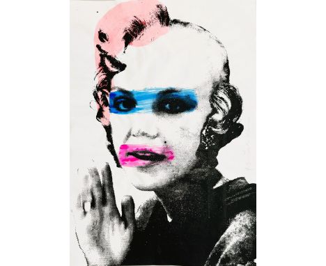 Mr. BRAINWASH (Né en 1966)  Britney Spears. Monotype, sérigraphie en noir réhaussée à l’aquarelle sur papier.  Pièce unique. 