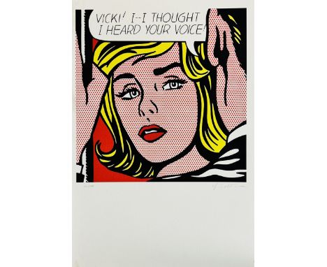 Roy LICHTENSTEIN (1923-1997), D'Après. Vicki. Lithographie sur papier. Signé en bas à droite au crayon. Numéroté à la main « 