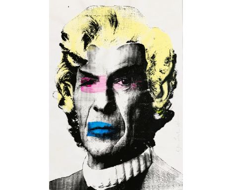 Mr. BRAINWASH (Né en 1966)  Spoke N°2. Monotype, sérigraphie en noir réhaussée à l’aquarelle sur papier.  Pièce unique. Signé