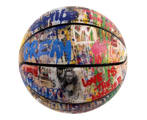 Mr. BRAINWASH (Né en 1966) All You Need Is He[Art] / real All basketball. Ballon de Basketball, peint et signé par l’artiste.