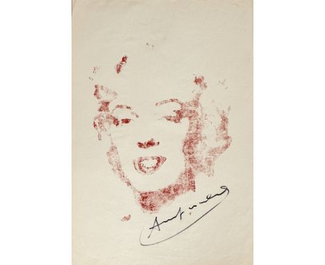 Andy WARHOL (1928-1987), Attribué à. Marylin Monroe. Bois gravé sur papier, signé en bas vers la droite. Cachet de la signatu