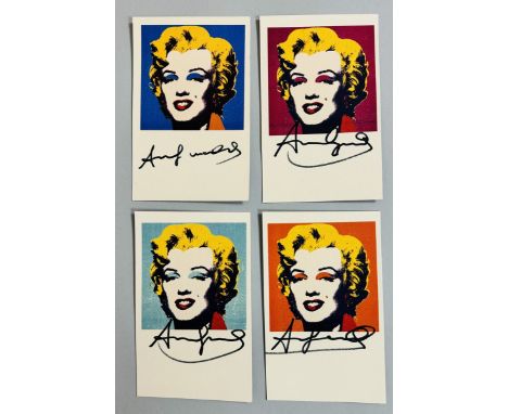 Andy WARHOL (1928-1987), d'après. Marylin Monroe. Lot de quatre cartes postales USPS, 1981. Signé en bas (chaque). Cachet de 