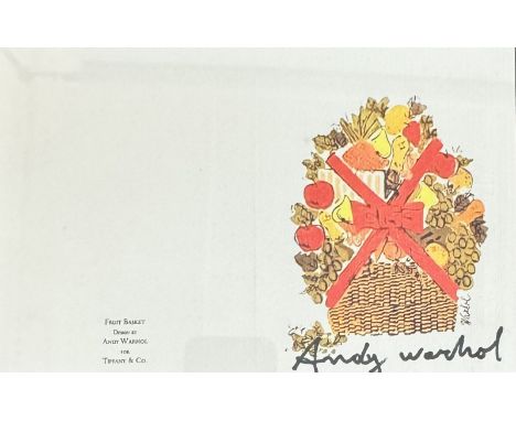 Andy WARHOL (1928-1987) , Attribué à. Fruit Basket. Carton d'invitation pour la collaboration entre Warhol et Tiffany Signé a