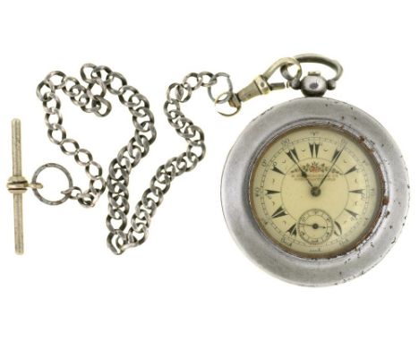 A SWISS SILVER LEVER  WATCH FOR THE TURKISH MARKET, C1890, THE ENAMEL DIAL INSCRIBED K.SERKISOFF  CO, CONSTANTINOPLE, AND A B