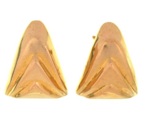 A PAIR OF GOLD  EARRINGS, MARKED 9CT, 7G++LIGHT WEAR CONSISTENT WITH AGE 