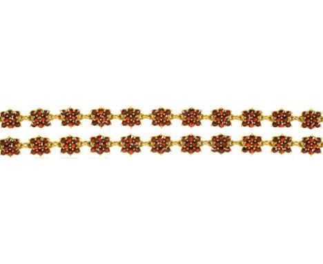 A BOHEMIAN GARNET NECKLACE IN SILVER GILT++LIGHT WEAR CONSISTENT WITH AGE 