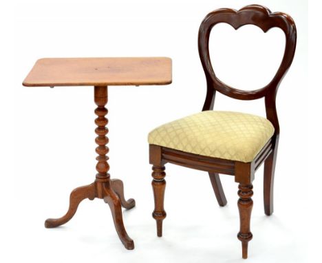 A VICTORIAN MAHOGANY DINING CHAIR AND A MAHOGANY TILT TOP TRIPOD TABLE 