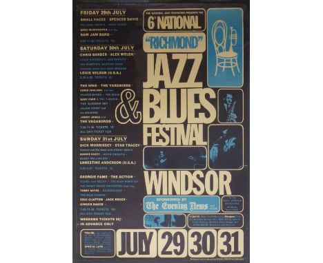 ORIGINAL POSTER ADVERTISING THE NATIONAL JAZZ FEDERATION PRESENTS THE 6th NATIONAL "RICHMOND" JAZZ AND BLUES FESTIVAL, WINDSO
