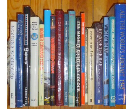 LARGE QUANTITY OF HISTORIC AVIATION BOOKS, MOSTLY HARDBACK INCLUDING JANE'S ALL THE WORLD'S AIRCRAFT 1945, FREEMAN (ROGER A.)