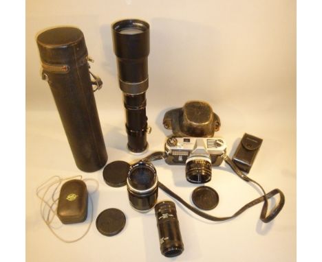CANON RM 35mm CAMERA WITH A R 50mm 1:1.8 LENS, CASED, SUPER-CANOMATIC R135 1:25 TELEPHOTO LENS, HARMONY 1: 6.3 F = 400 TELEPH