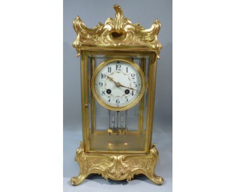 EARLY C20th FOUR GLASS MANTLE CLOCK BY SAMUEL MARTI (36 cm x 17 cm)