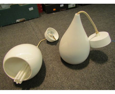 Two BTC model 345 ceramic pendant light fittings