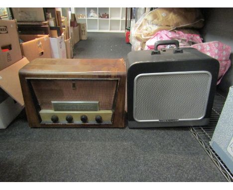 A Bell &amp; Howell speaker set for a projector and a Sky Monarch radio