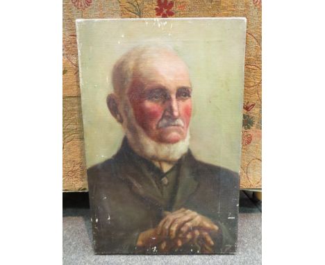 AGNES M. KINDLING: An oil on canvas portrait of a gentleman painted at the West Hartlepool Art School 1926, 51cm x 33cm