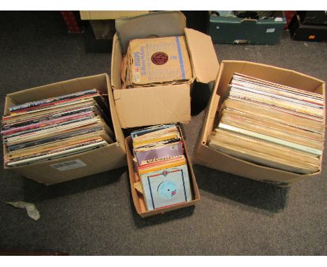 A collection of assorted LP's, 7" singles, 12" singles and 78's including Michael Jackson, Stevie Wonder, the Eagles, Steve W