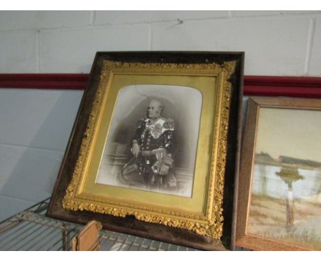 A Victorian velvet and gilt gesso framed photographic portrait, unglazed together with dog prints, a/f (4)       