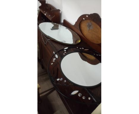 VINTAGE BEVELLED OVAL MIRROR & 1 OTHER