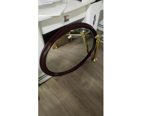 MAHOGANY FRAMED OVAL BEVELLED MIRROR