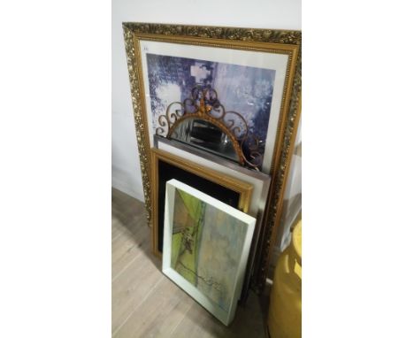 HALL MIRROR & OIL PAINTING & PRINTS (5)
