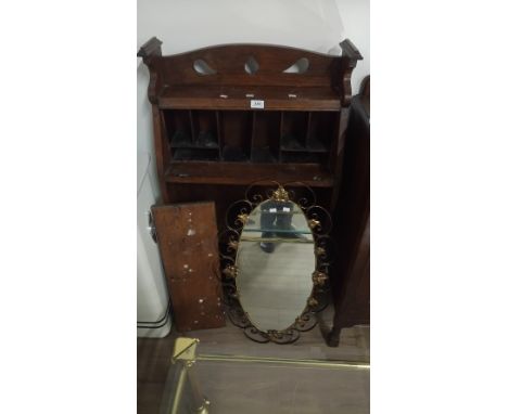 ARTS & CRAFTS ANTIQUE OAK 'STUDENTS' BUREAU ( NEEDS ATTENTION ) & MIRROR