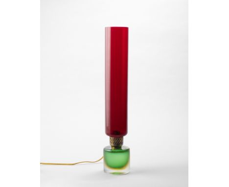 Paolo VeniniTable lamp, model no. 850.6, circa 1968Coloured, inciso and sommerso glass, brass.46.8 cm high Produced by Venini
