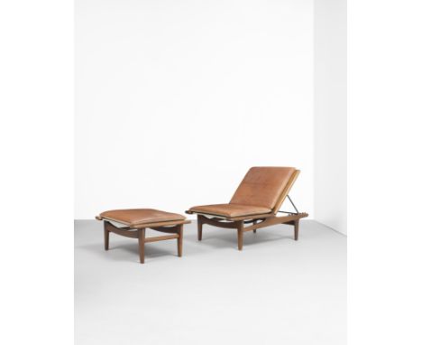 Hans J. WegnerDaybed, model no. GE1, designed 1955Teak, leather and fabric cushioning. Daybed: 88.5 x 124 x 77 cm fully exten