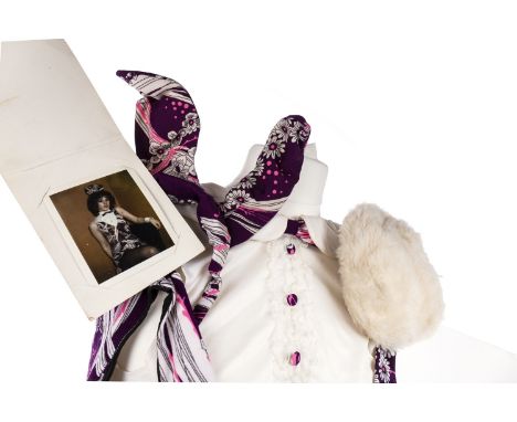 ORIGINAL 1970s PLAYBOY BUNNY COSTUME, comprising ears, shirt front, leotard with name badge, skirt with tail, and a pair of c