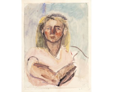 Georgios Bouzianis (Greek, 1885-1959)Frau mit Lederarmhandschuhe signé et daté 'Jo Bousianis/34' (en bas a droite); titré et 