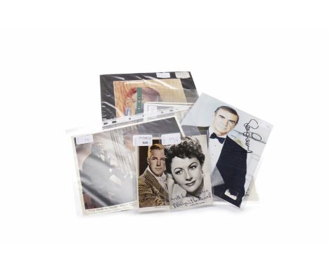 COLLECTION OF AUTOGRAPHED EPHEMERA PERTAINING TO HOLLYWOOD STARSto include a portrait postcard of Randolph Scott, signed in b