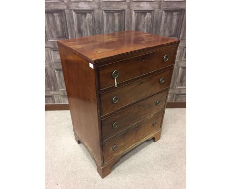 EARLY 19TH CENTURY CHESTwith four graduated long drawers, over bracket feet, 92cm high, 67.5cm wide, 48cm deep 