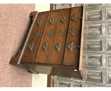 LATE GEORGE III MAHOGANY SMALL CHESTfour long graduated cockbeaded drawers with brushing slide above, on bracket feet, 78.5cm
