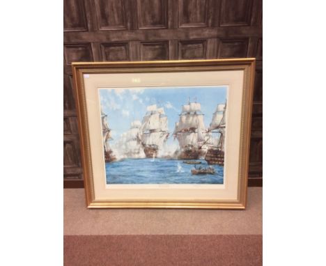 AFTER MONTAGUE DAWSON RMSA FRSA (BRITISH 1895 - 1973),TRAFALGARcolour lithograph, signed in pencil, bearing Fine Art Guild Tr