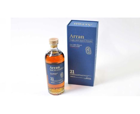 Arran Single Malt Scotch Whisky, one bottle, 21 years, 46% vol, 700ml, boxed.