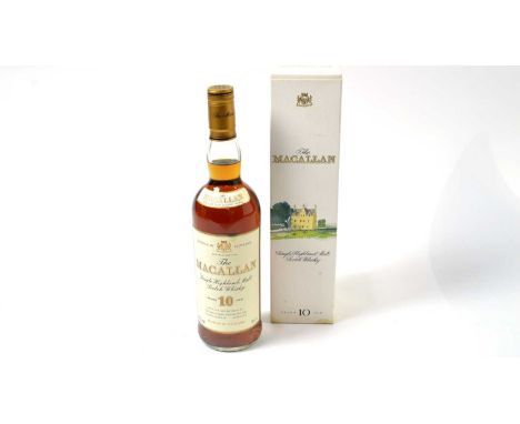 The Macallan Single Malt Scotch Whisky, one bottle, 10 years, 40% vol, 75cl, boxed.