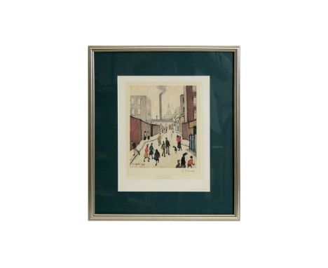 After Laurence Stephen Lowry RBA RA(1887-1976)"Street Scene",pencil signed to the margin, with Fine Art Trade Guild blindstam