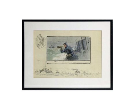 "Snaffles" Charles Johnson Payne(1884-1967)"'TBD's 'Shepherding a Convoy' A Sketch from the Monkey's Island of a Destroyer",p