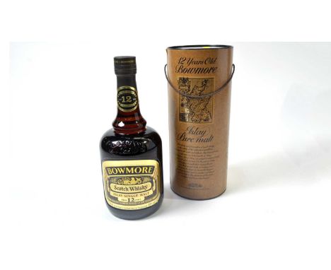 Bowmore Islay Pure Malt Scotch Whisky, one bottle, 12 years old, 40% vol, 75cl, tubed.