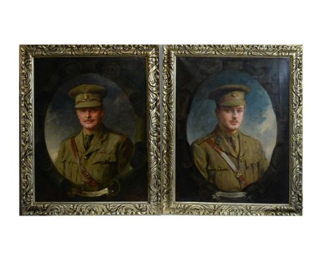 Sydney Charles Seymour Lucas(1878-1954)Portrait pair of Great War soldiers Major James Leadbitter Knott DSO, and Captain Henr