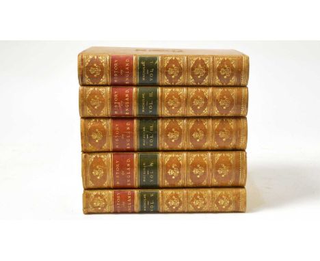 Macaulay (Thomas Babington) The History of England, 5 Vols, 8vo, full-calf, bearing the armorial crest of Harrow School, 1849