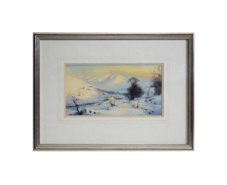 Edward Horace Thompson(1879-1949)"Snow Crowned Skiddaw Greets the Morning Sun"signed, and further titled to artist's label ve