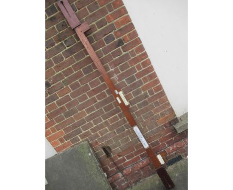 Large vintage wooden British Rail track gauge, approximately 7ft 6ins long 