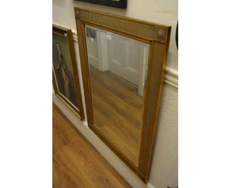 Reproduction rectangular gilt framed wall mirror with bevelled plate, 43ins high x 31ins wide 